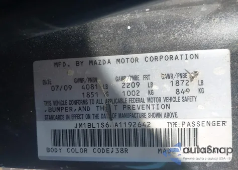 2010 Mazda Mazda3 S Sport из США, поврежденный, VIN JM1BL1S66A1192642